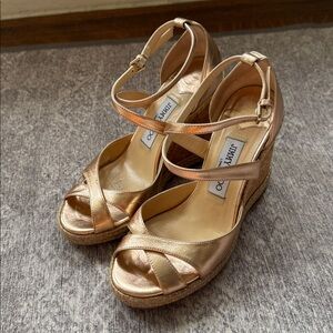 Jimmy Choo Alanah Cork Wedges - Ballet Pink / Rose Gold - 38